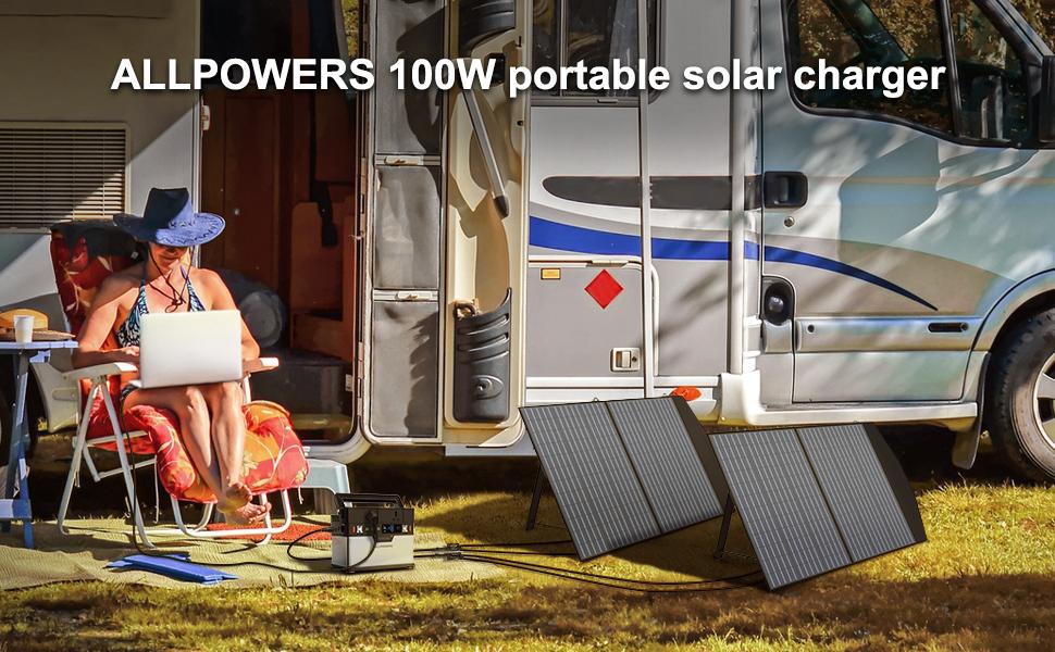 ALLPOWERS Foldable and Portable Solar Panel 100 / 200W Solar Battery Charger，Outdoor Emergency Backup Power for Powerstation etc