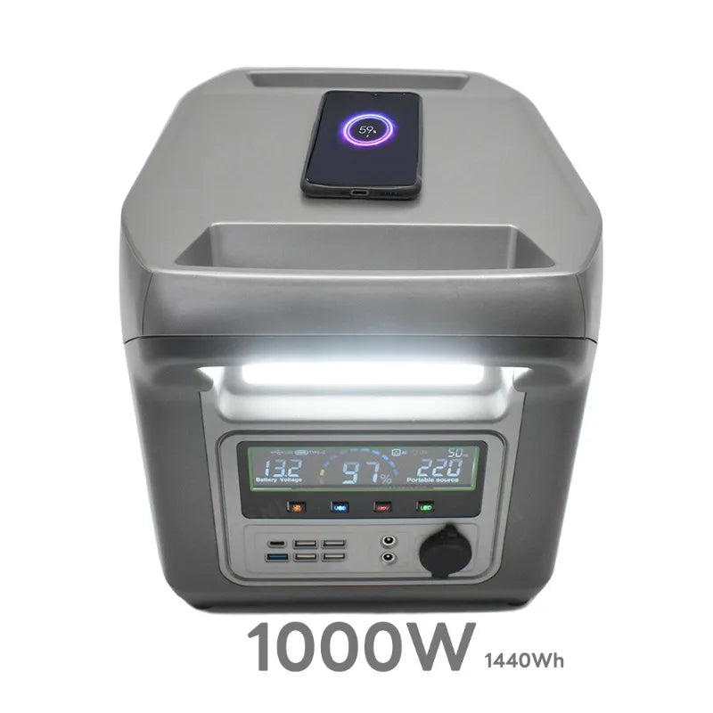 1000W Portable Power Station 220V AC Output, Large Capacity 1000Wh, for Live Streaming Camping Vending Emergency