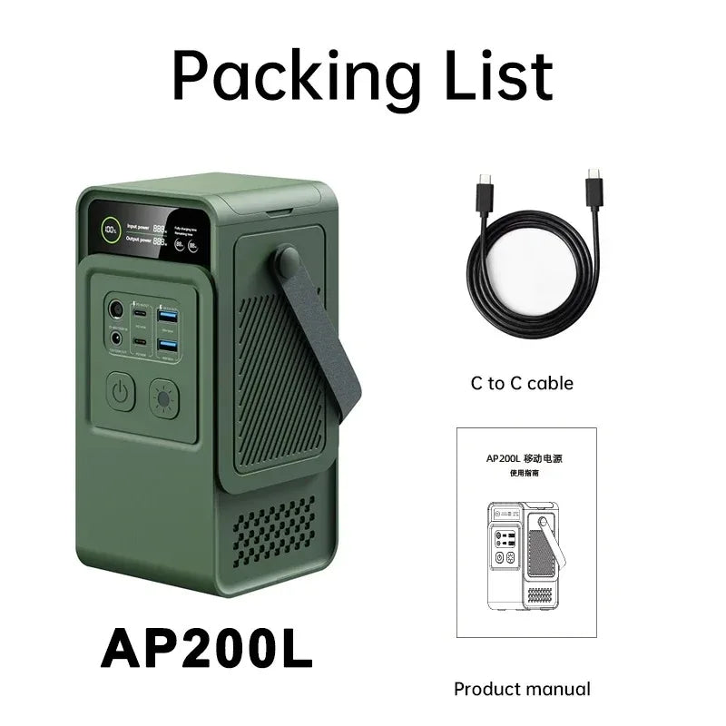 60000mAh 200W 192Wh Camping Power Station Power Bank LiFePo4 Portable Charger Battery Outdoor Solar Generator USB Port Supply