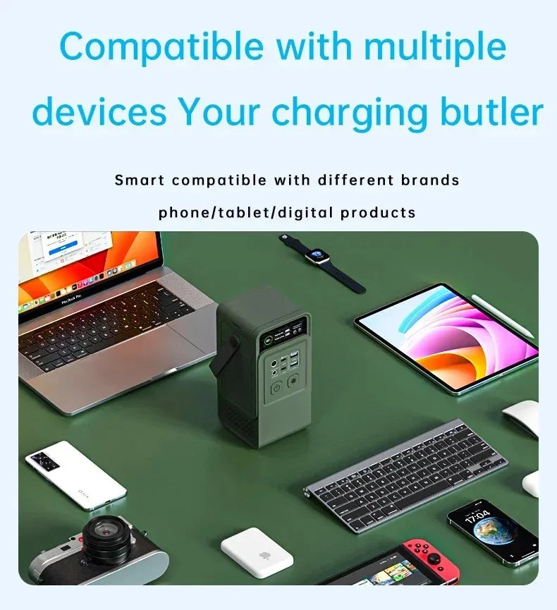 60000mAh 200W 192Wh Camping Power Station Power Bank LiFePo4 Portable Charger Battery Outdoor Solar Generator USB Port Supply