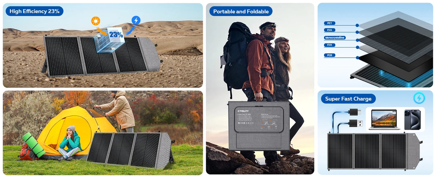 CTOLITY 500W Power Station with 100W Foldable Solar Panel, Pure Sine Wave LiFePO4 Battery, UPS, Outdoor Emergency Power Supply