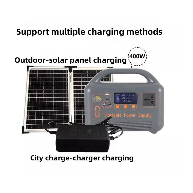 400W Portable Power Station Solar Generator 192Wh LiFePo4 Battery220V Energy Power Plant for Camping RV with Solar Panel Charger
