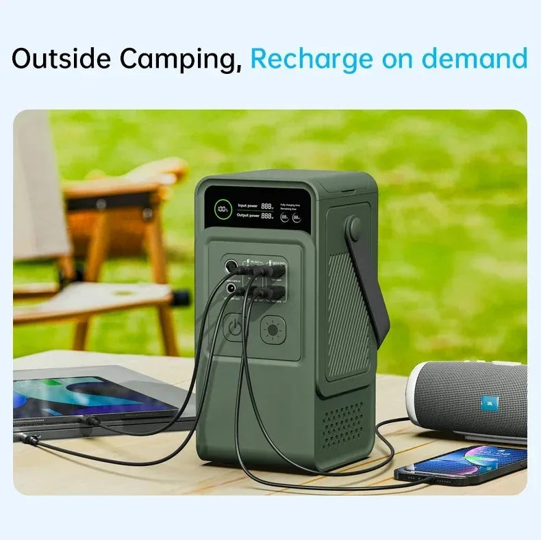 60000mAh 200W 192Wh Camping Power Station Power Bank LiFePo4 Portable Charger Battery Outdoor Solar Generator USB Port Supply